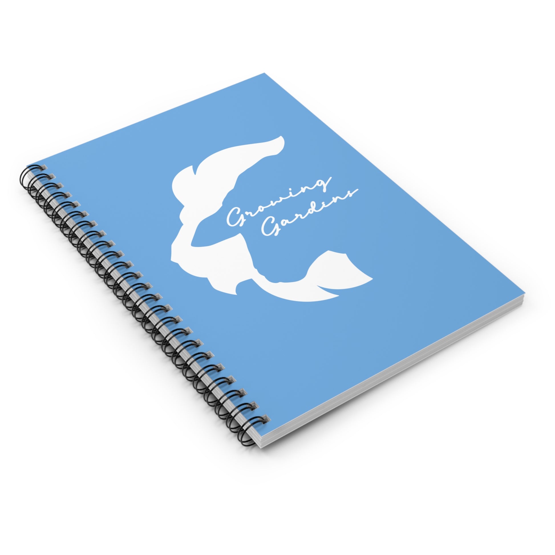 LL Design Spiral Notebook – White on Light Blue