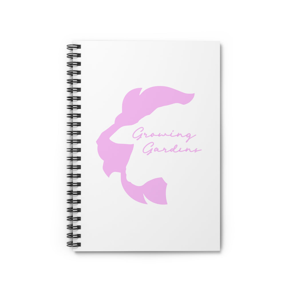 White Spiral Notebook with Pink LL Design