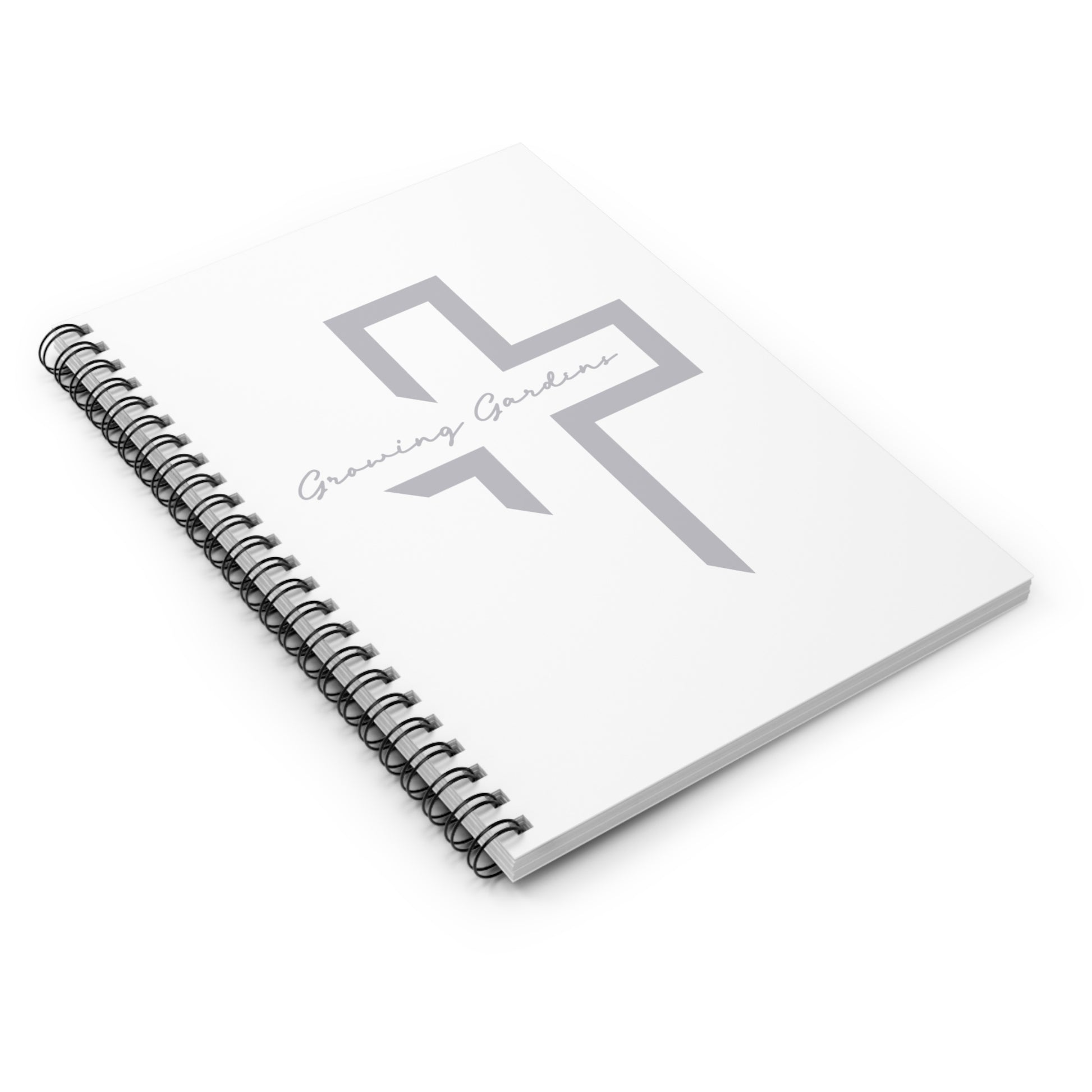White Spiral Notebook with Gray Cross
