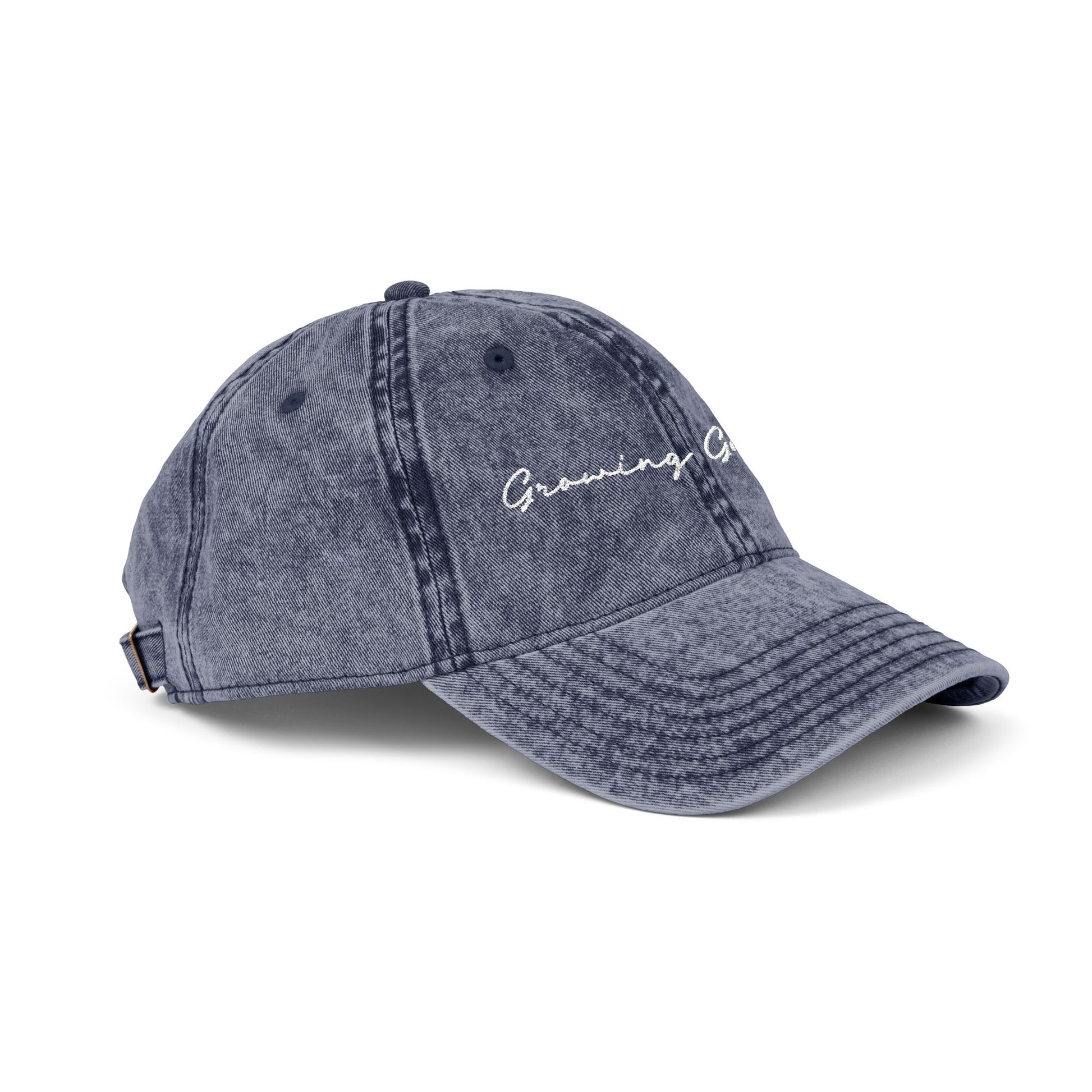 Vintage Embroidered Cap, GG Script White on Navy