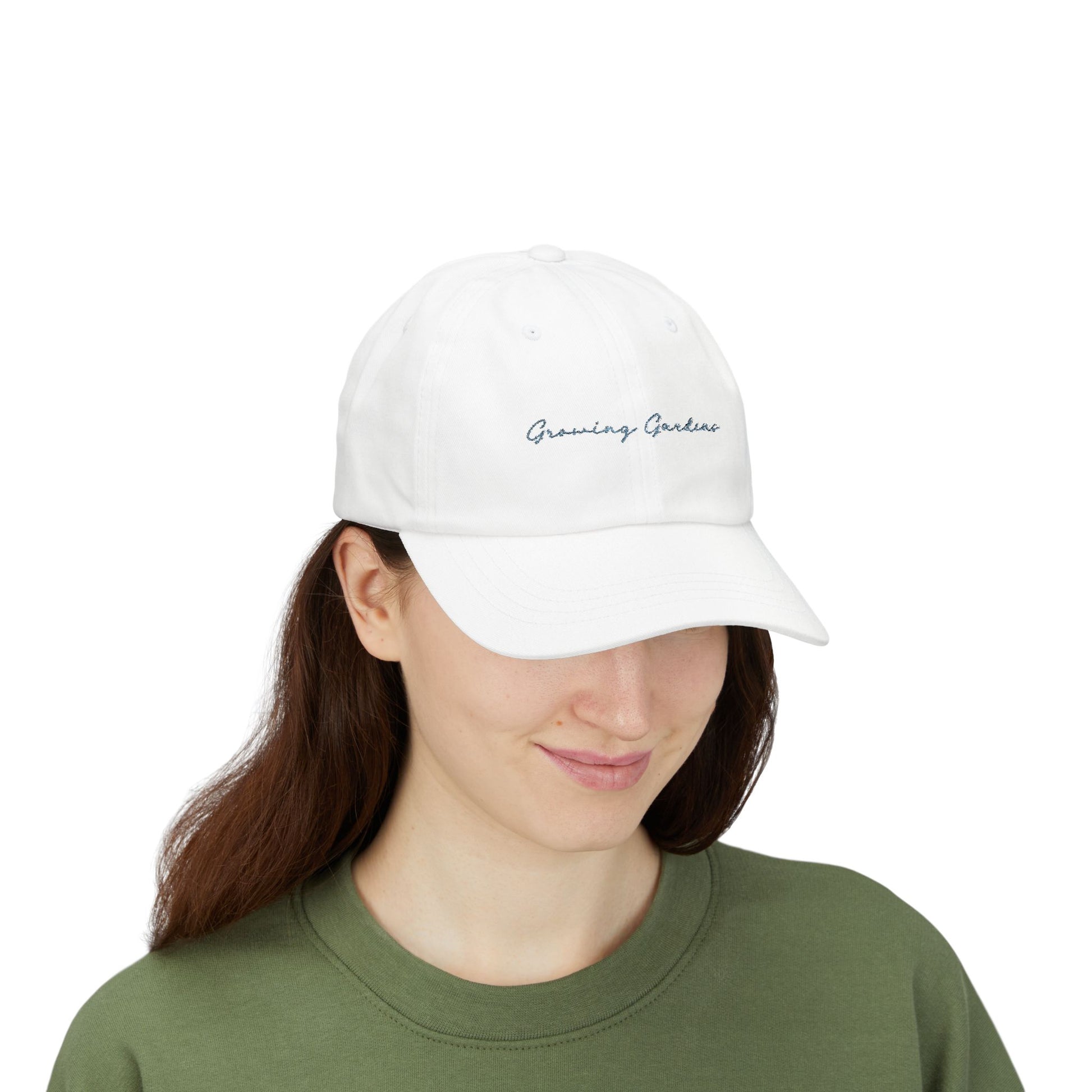 Classic White Dad Cap, Blue GG Script