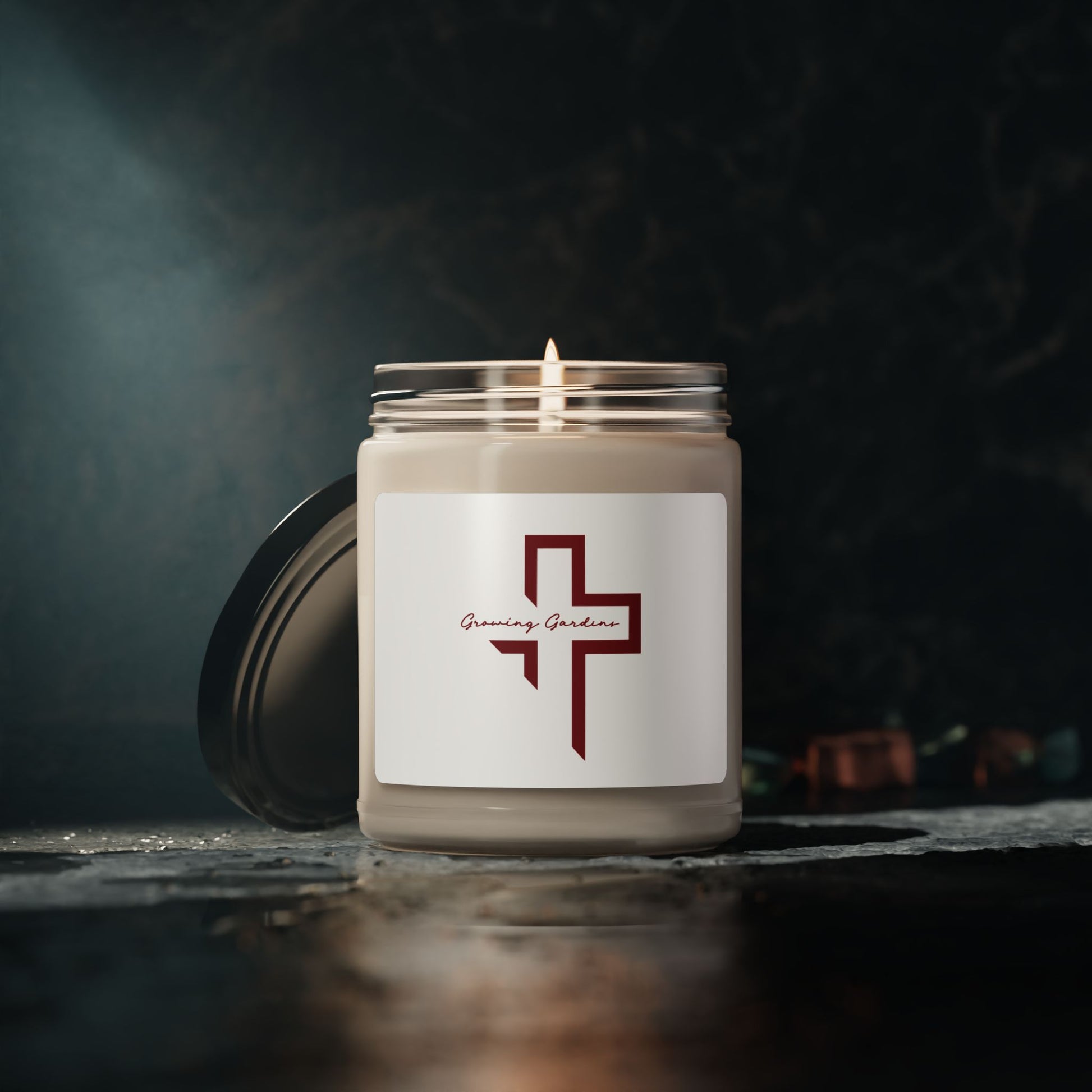 GG Cross Design Candle - Deep Red