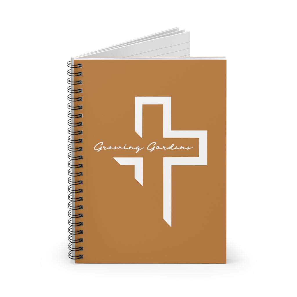 GG Cross Spiral Notebook – White on Light Brown