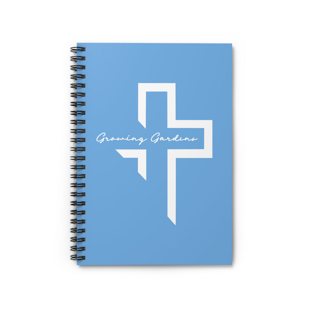 GG Cross Spiral Notebook – White on Light Blue