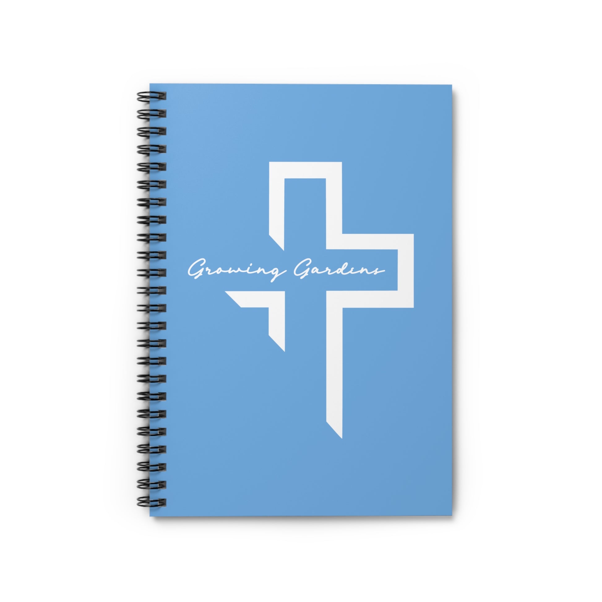 GG Cross Spiral Notebook – White on Light Blue
