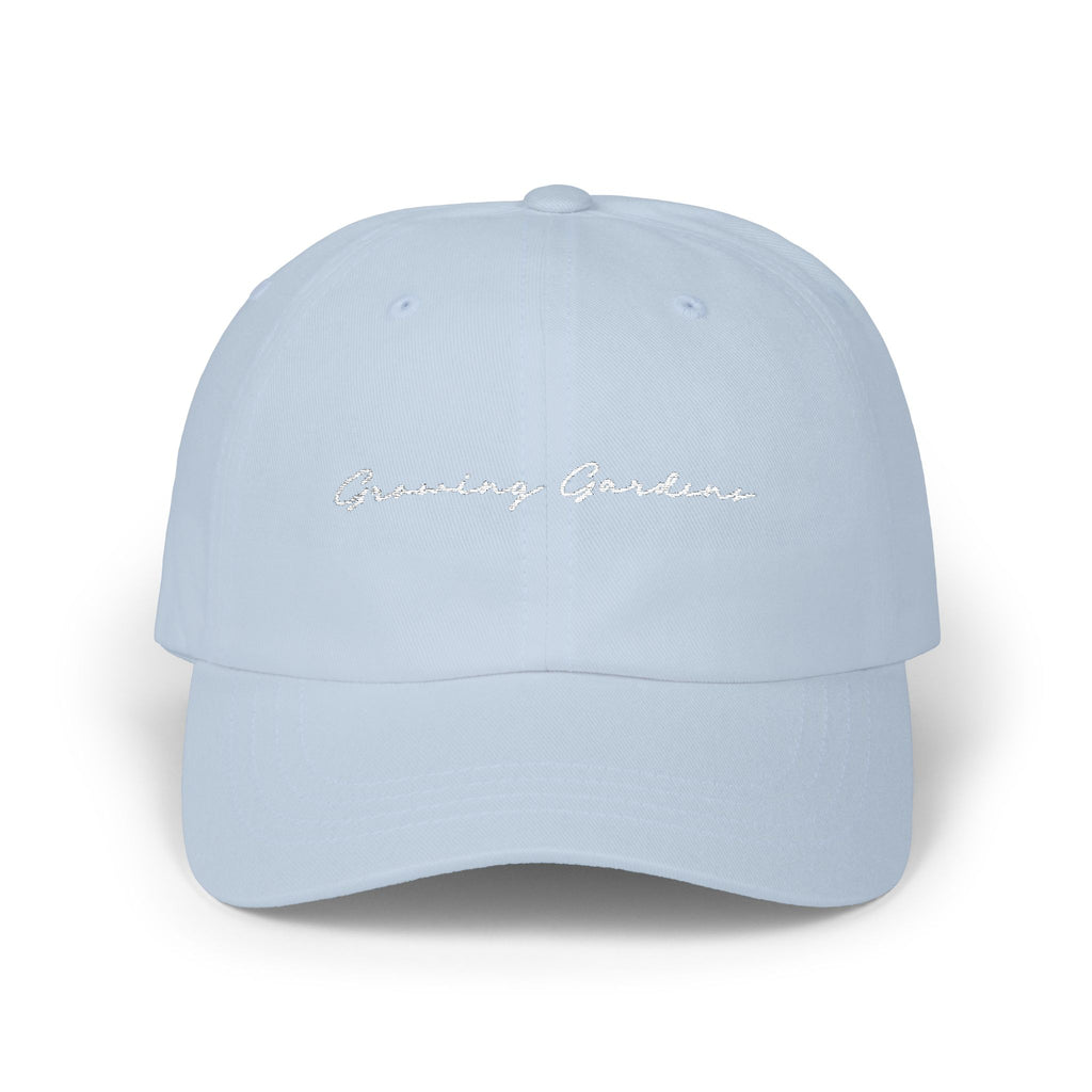 GG Script Classic Dad Cap - White on Light Blue