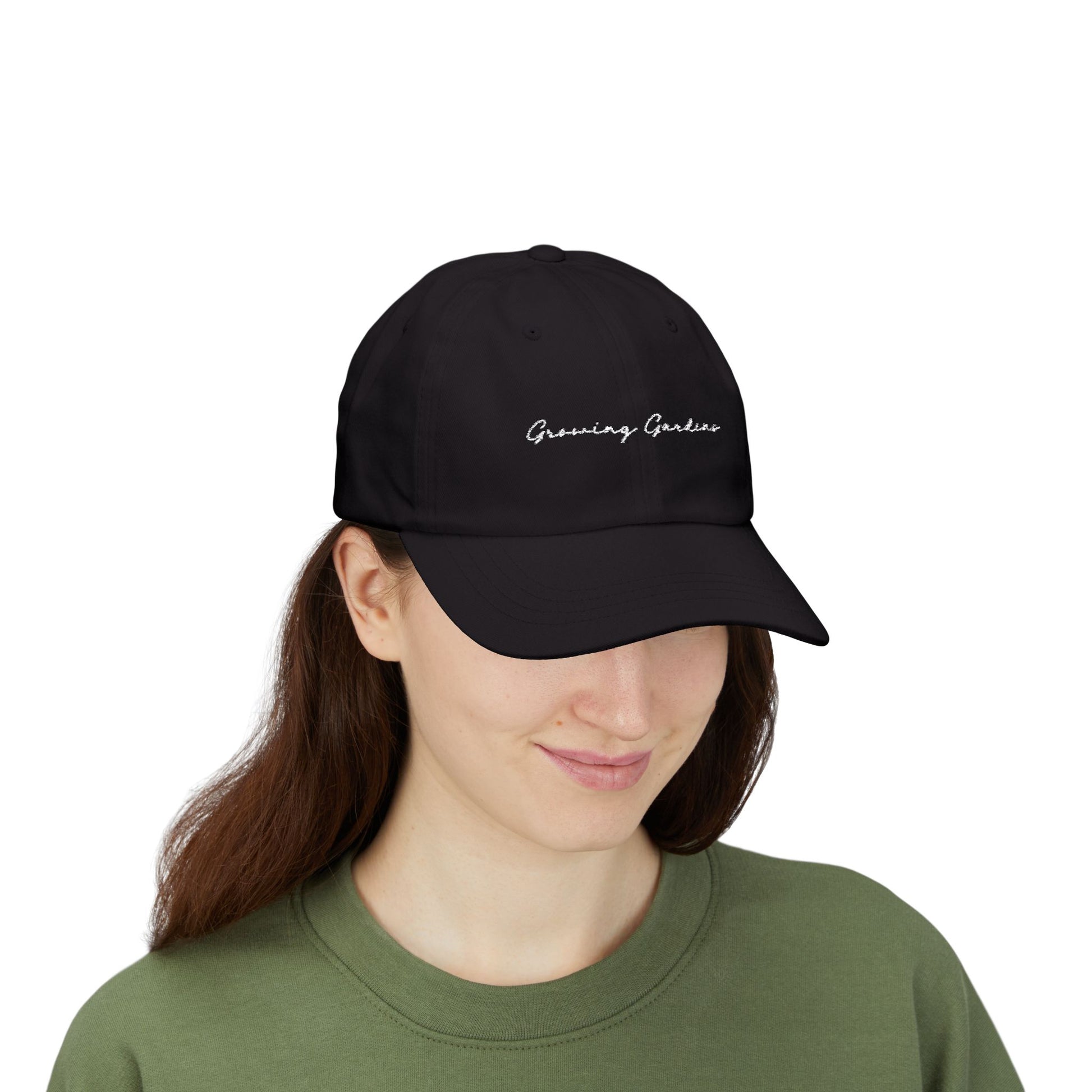 GG Script Classic Dad Cap - White on Black