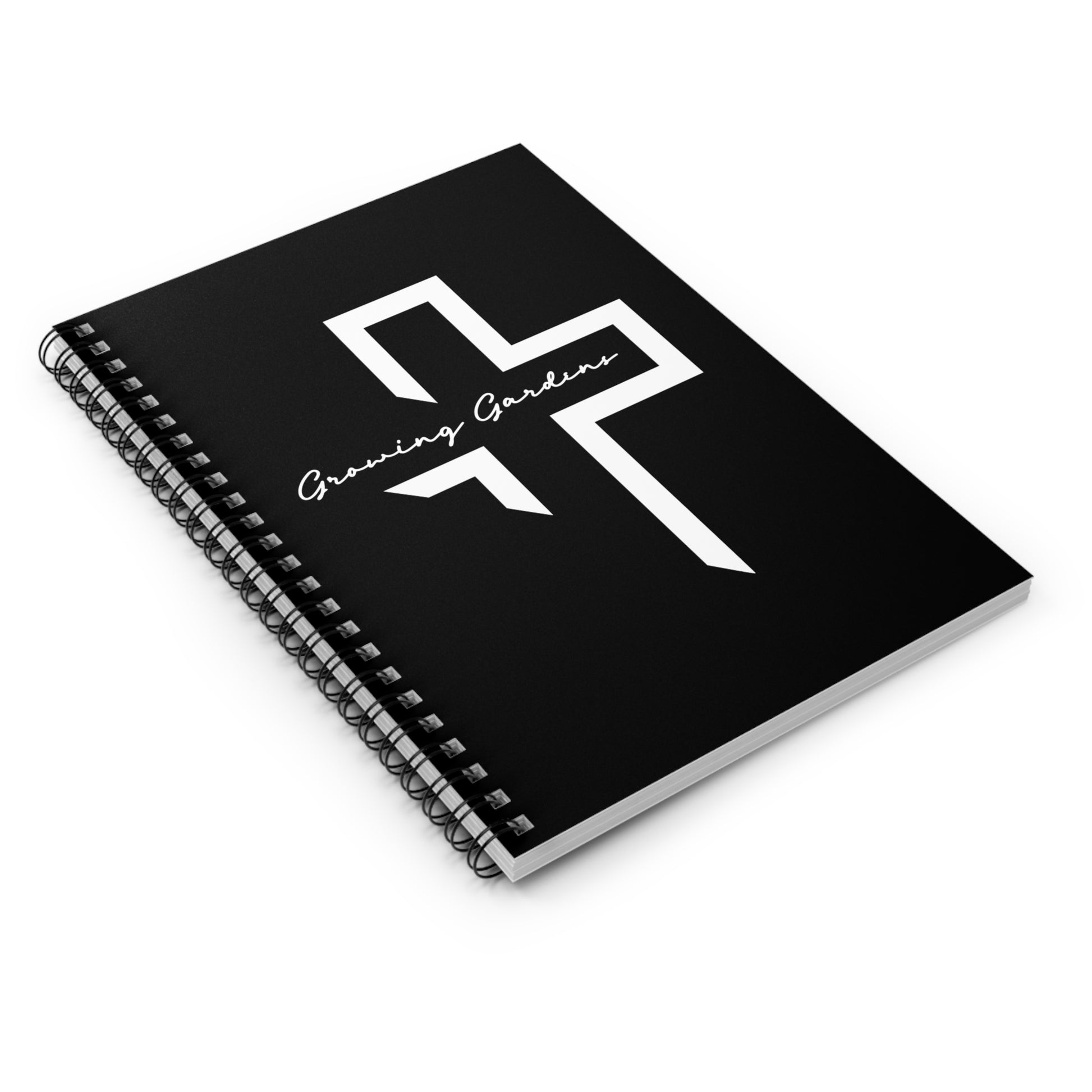 GG Cross Spiral Notebook – White on Black