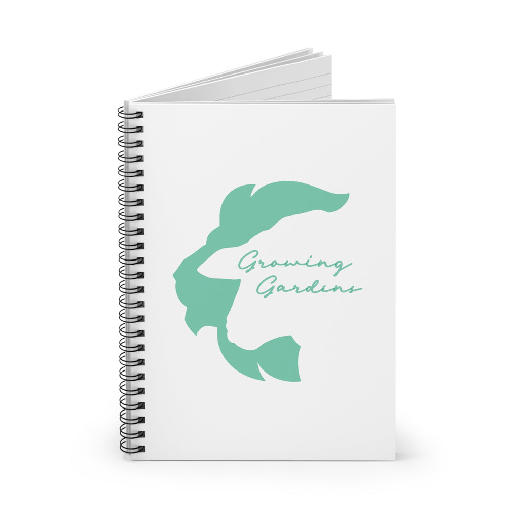 White Spiral Notebook with Teal LL Design