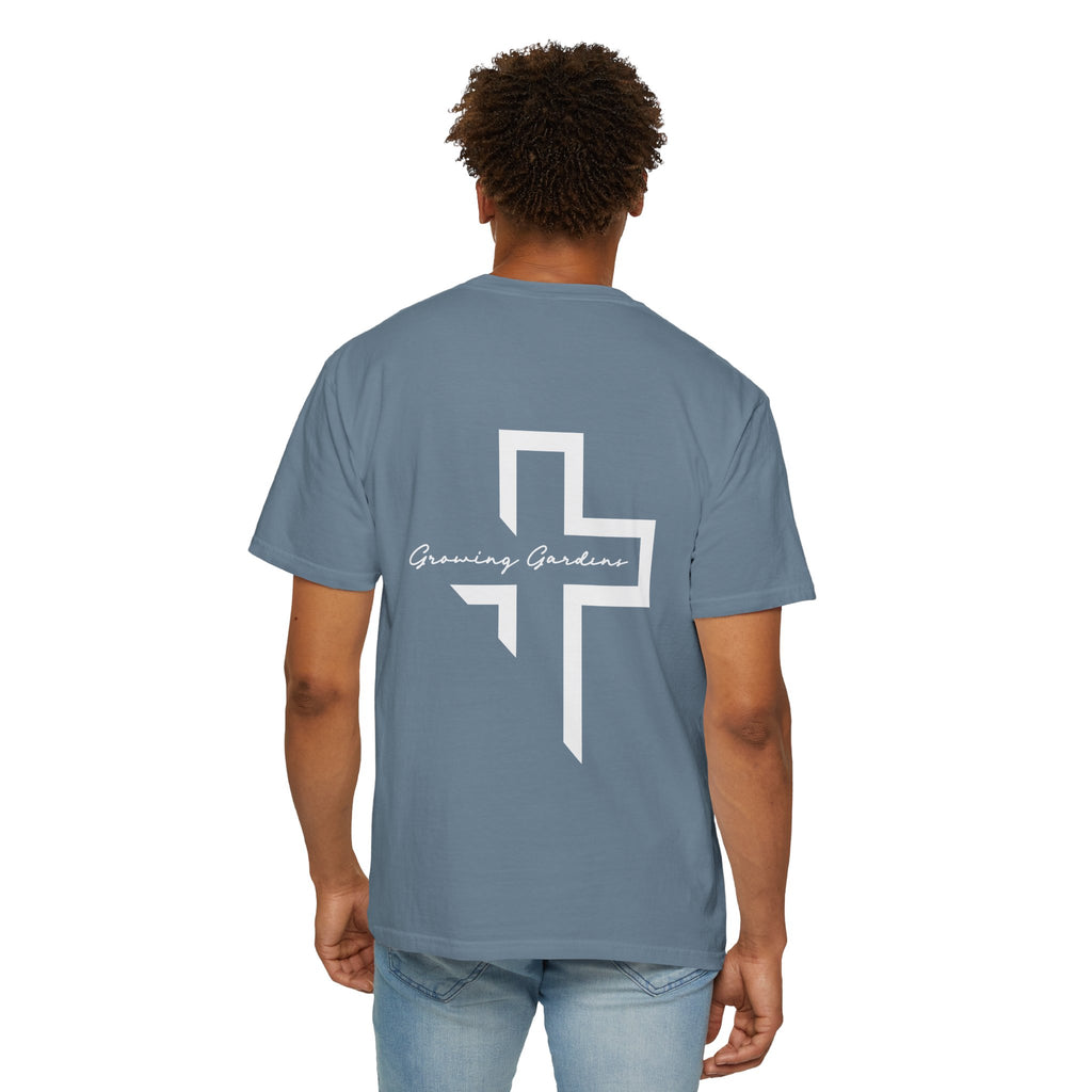 GG Script Tee with Cross - Ice Blue