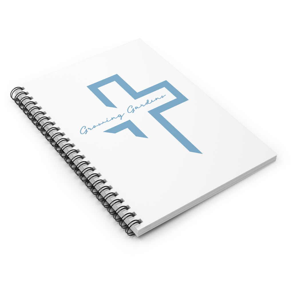 White Spiral Notebook with Light Blue Cross