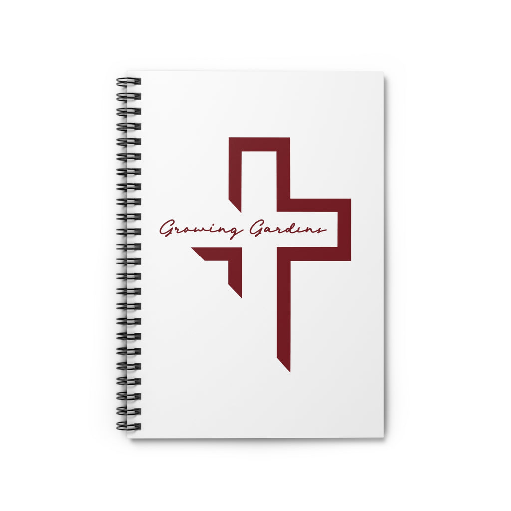White Spiral Notebook with Deep Red Cross