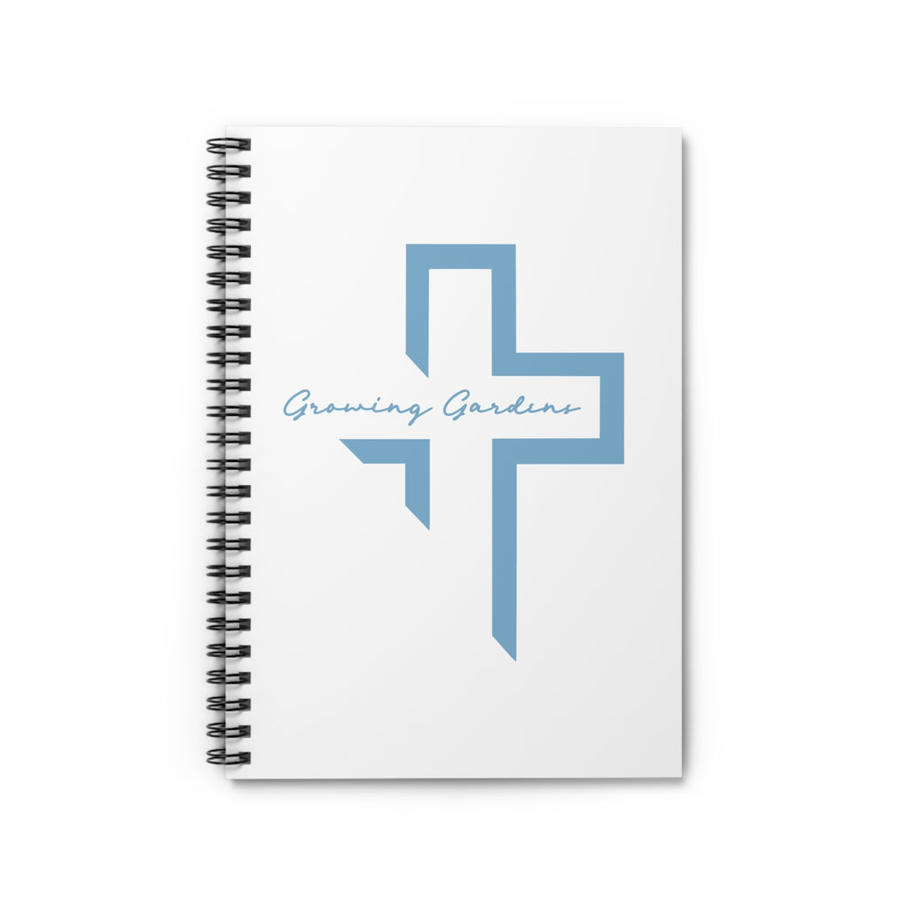 White Spiral Notebook with Light Blue Cross