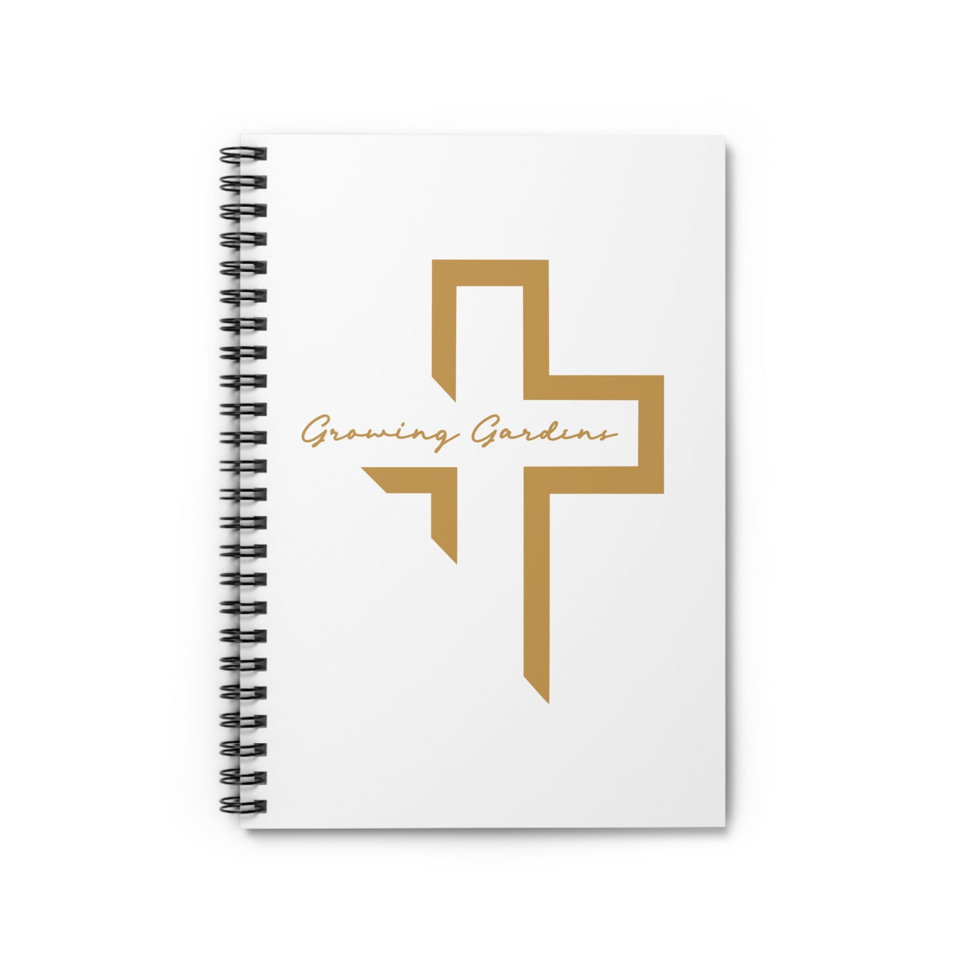 White Spiral Notebook with Burnt Orange Cross