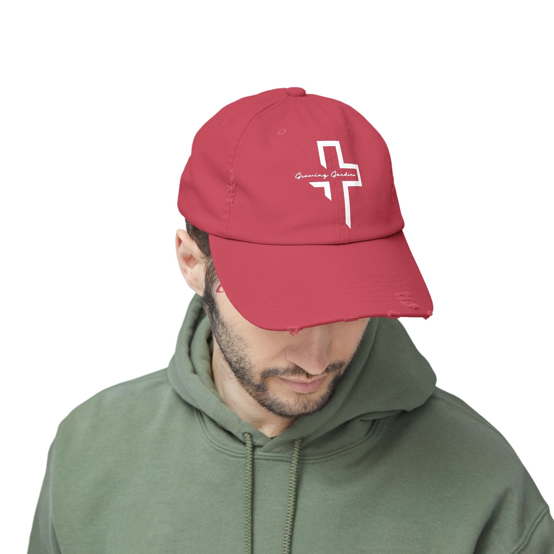 GG Cross Hat, White on Red