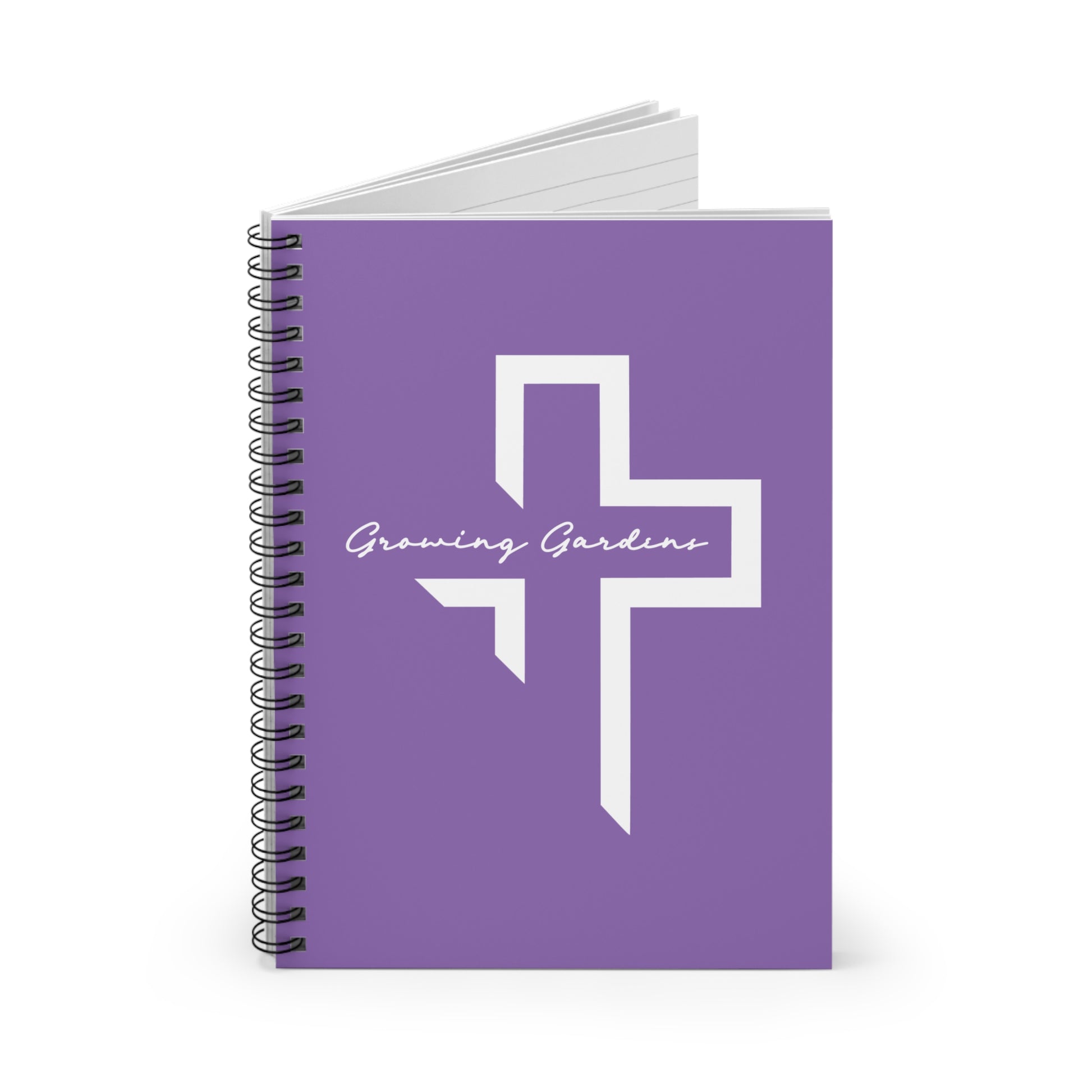 GG Cross Spiral Notebook – White on Purple