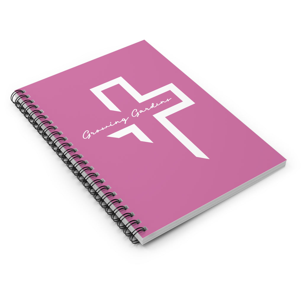 GG Cross Spiral Notebook – White on Pink