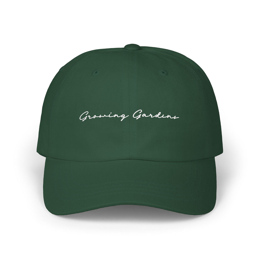 GG Script Classic Dad Cap - White on Spruce