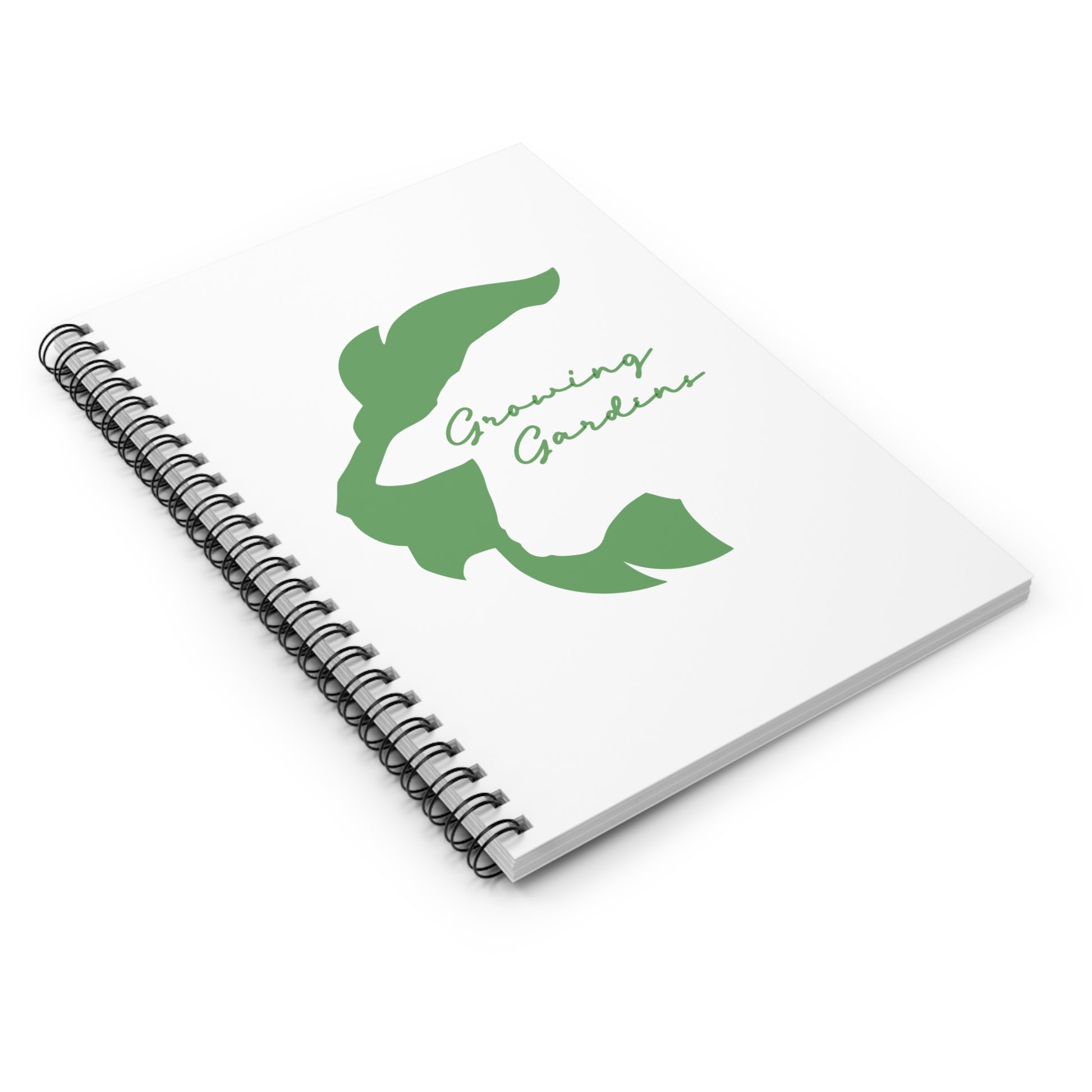 White Spiral Notebook with Warm Green LL Design