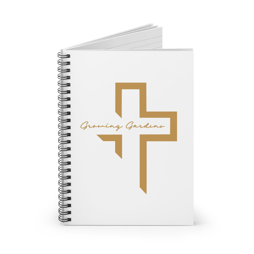 White Spiral Notebook with Burnt Orange Cross