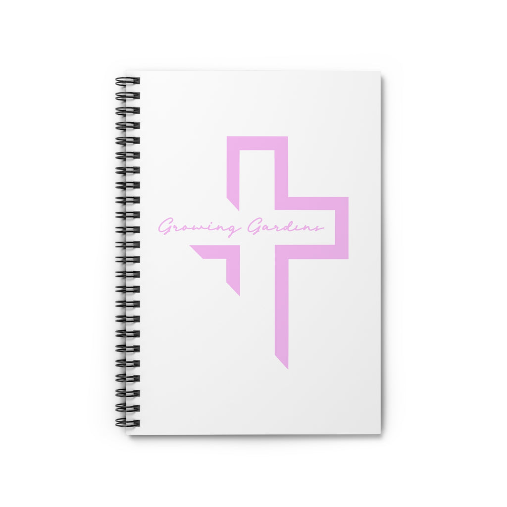 White Spiral Notebook with Pink Cross