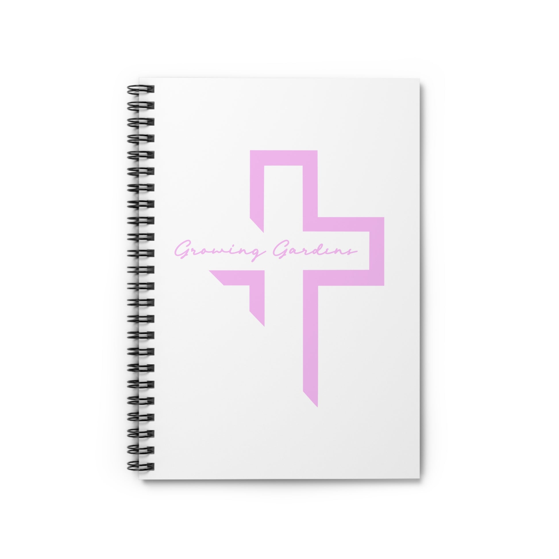White Spiral Notebook with Pink Cross