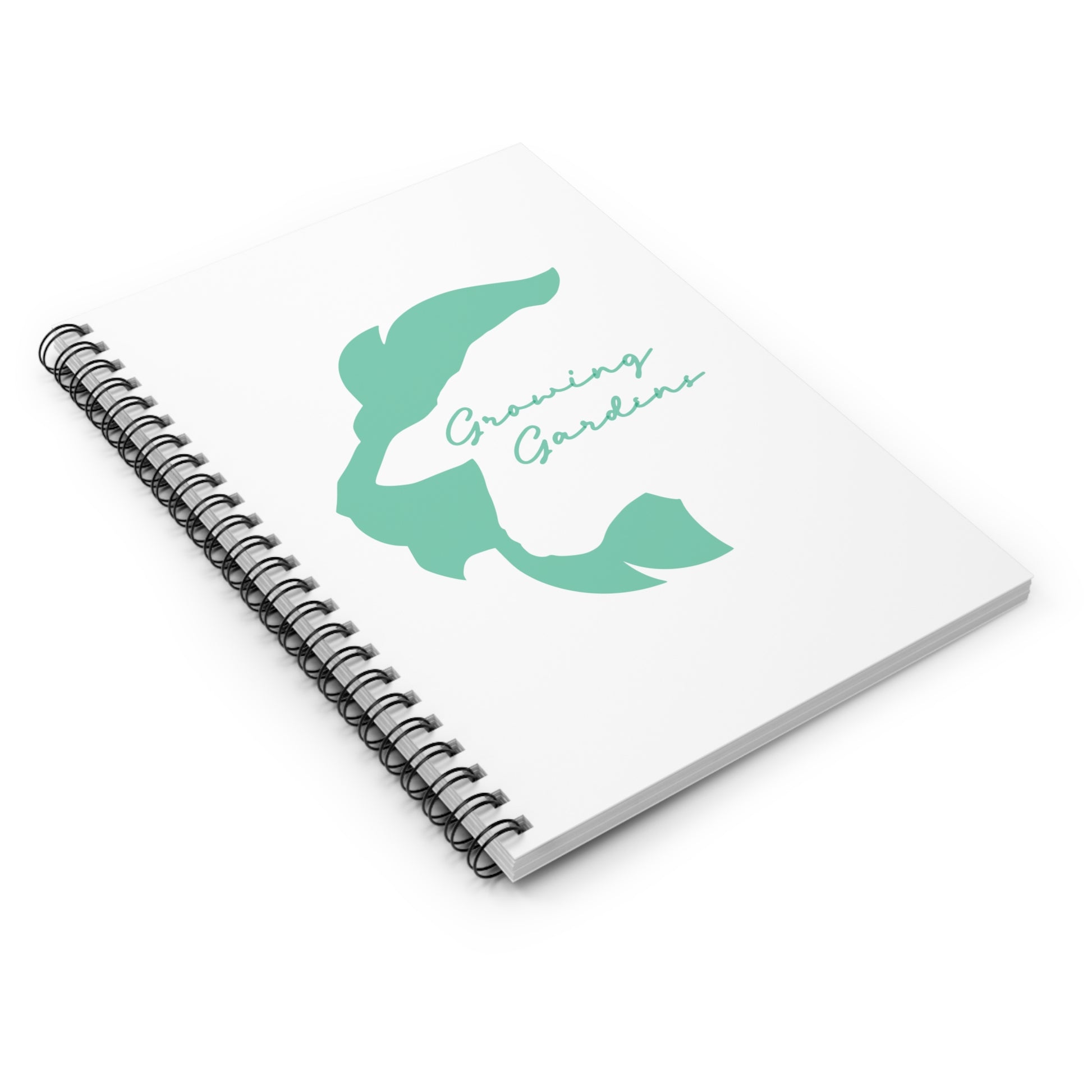 White Spiral Notebook with Teal LL Design