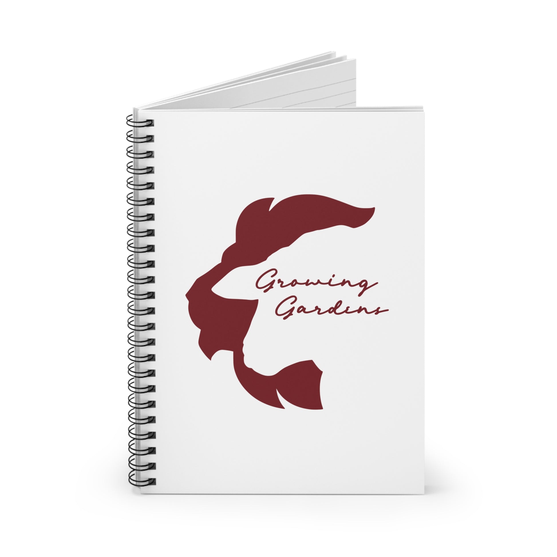 White Spiral Notebook with Deep Red LL Design