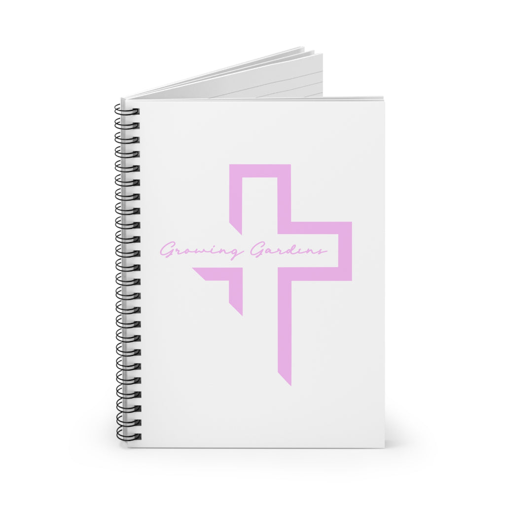 White Spiral Notebook with Pink Cross