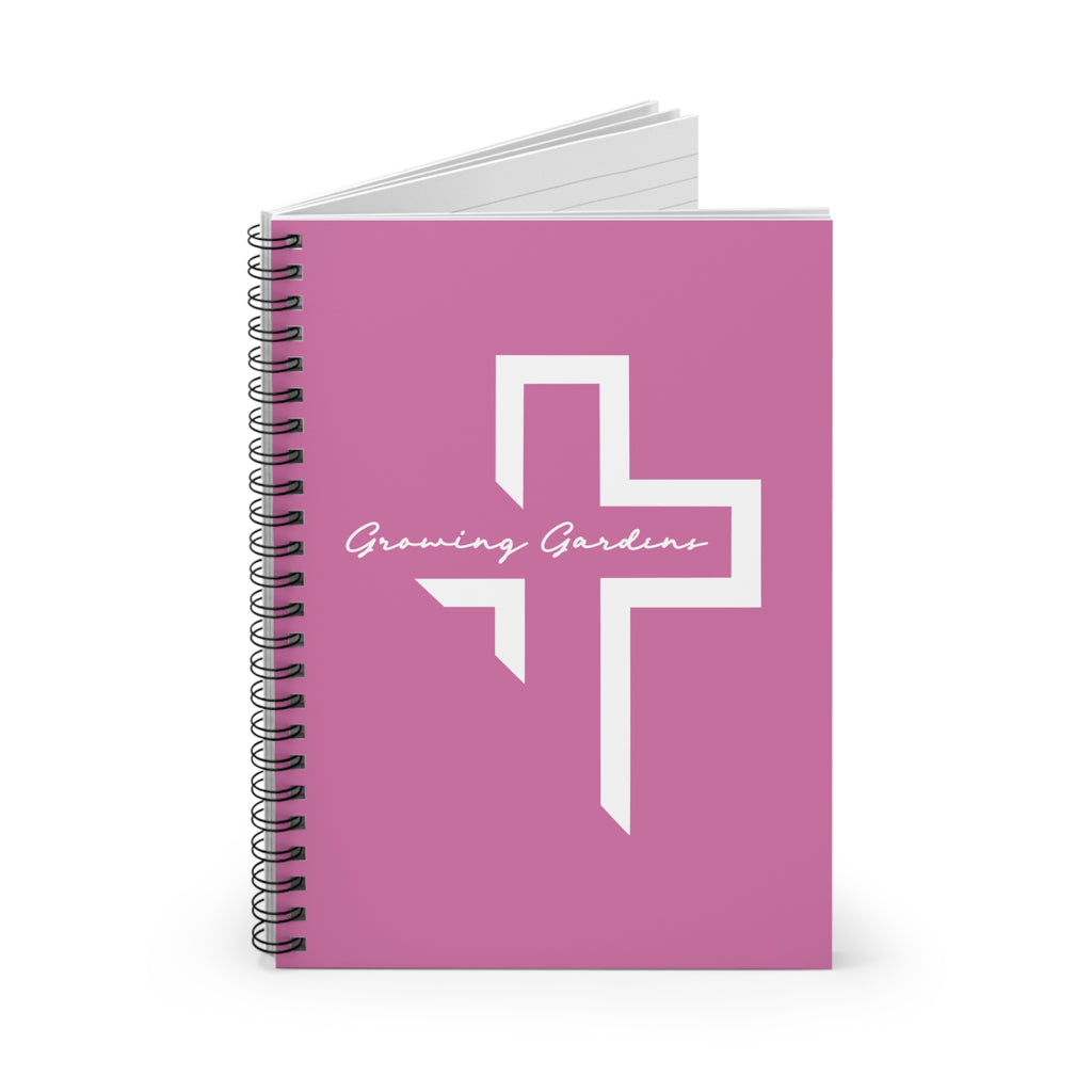 GG Cross Spiral Notebook – White on Pink