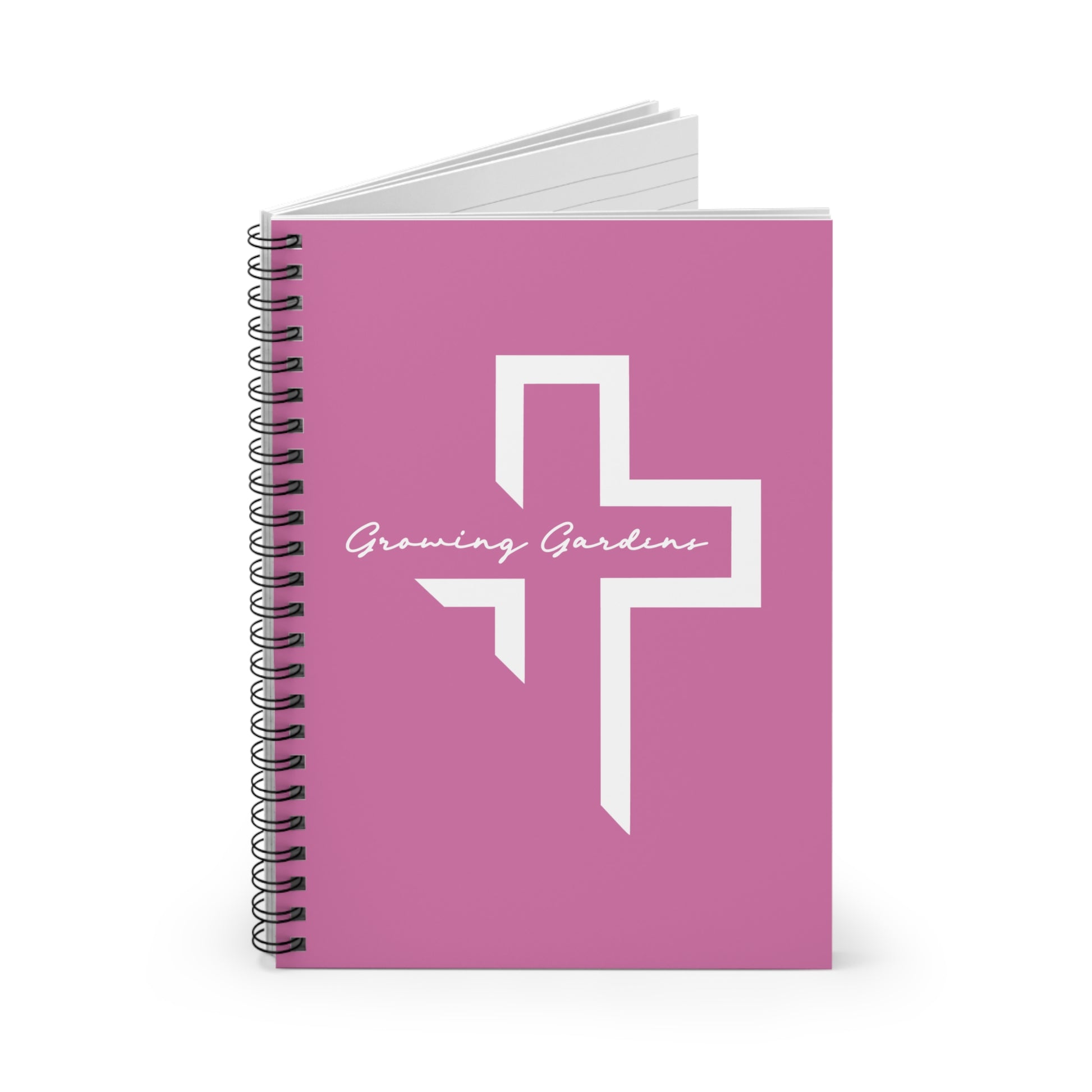 GG Cross Spiral Notebook – White on Pink