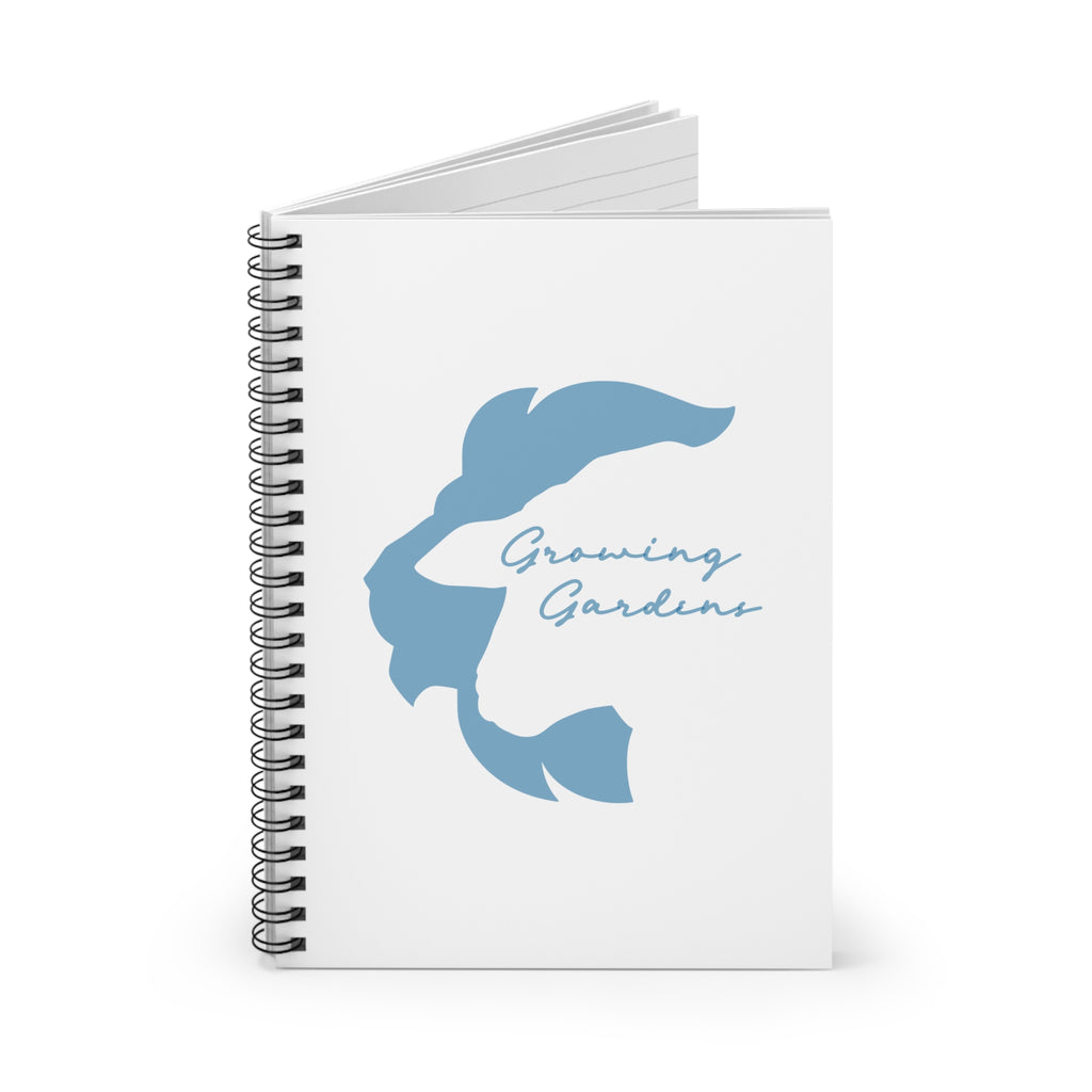 White Spiral Notebook with Light Blue LL Design