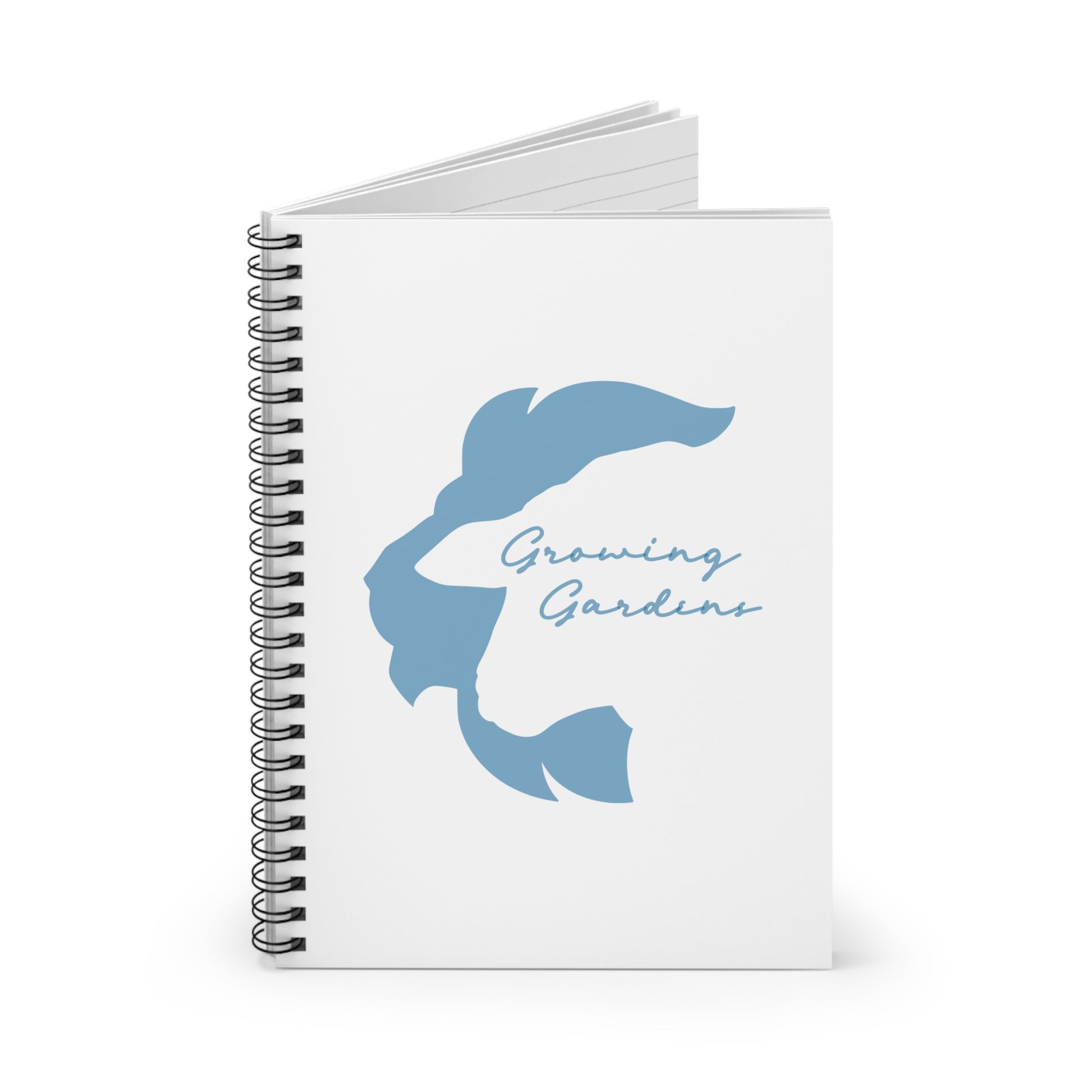 White Spiral Notebook with Light Blue LL Design