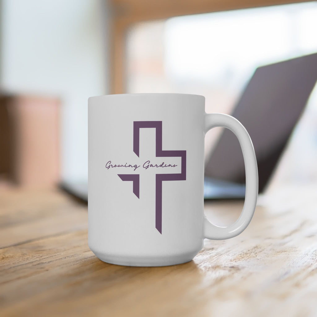 GG Cross Coffee Mug, Purple on White