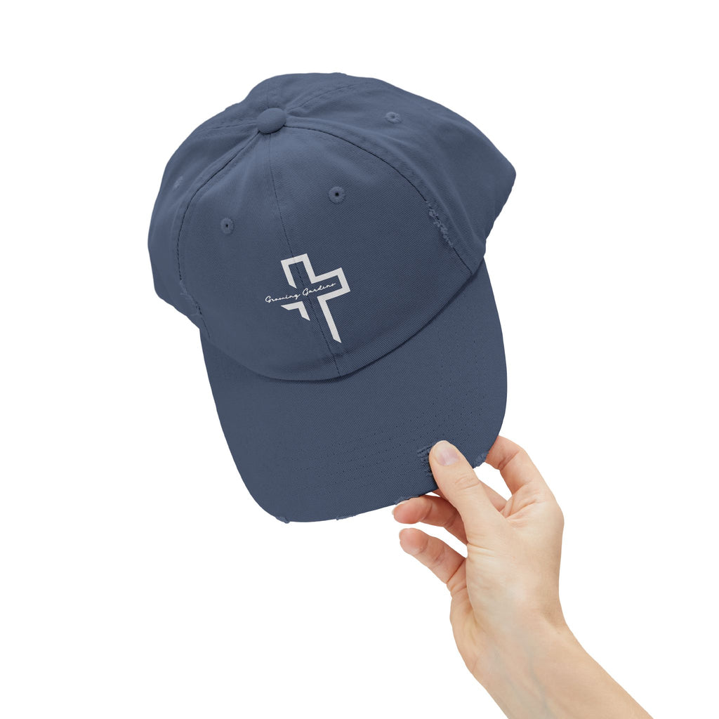 GG Cross Hat, White on Scotland Blue