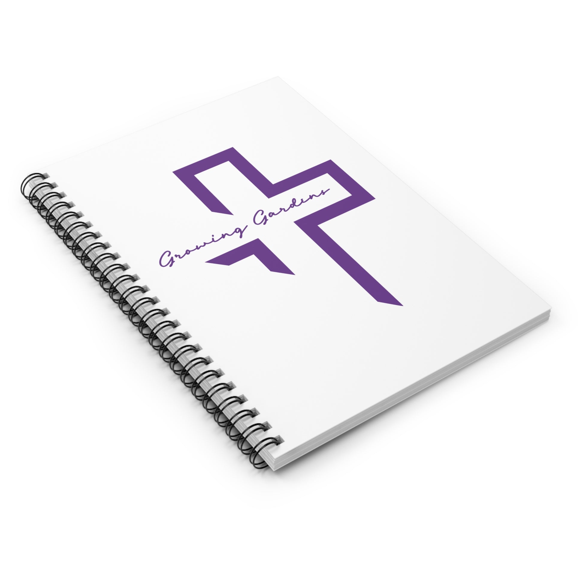 White Spiral Notebook with Purple Cross