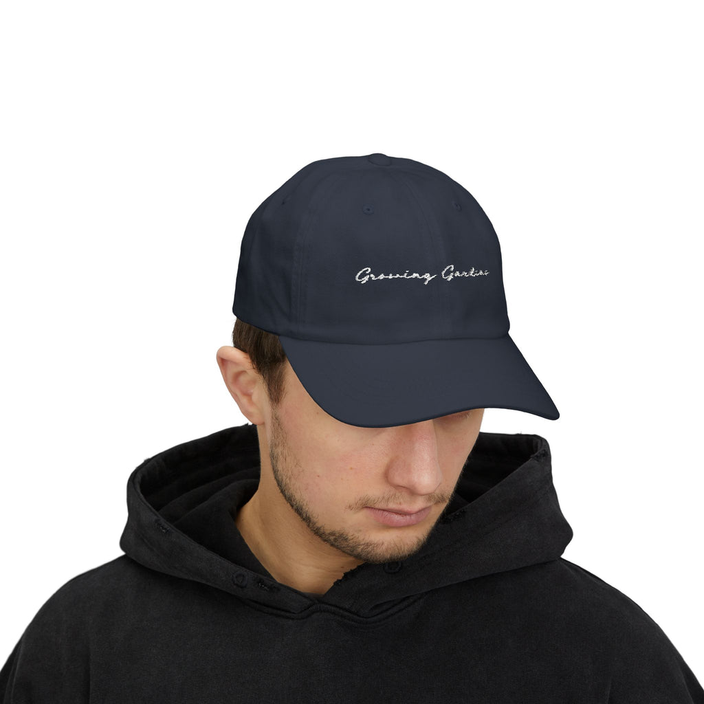 GG Script Classic Dad Cap - White on Navy