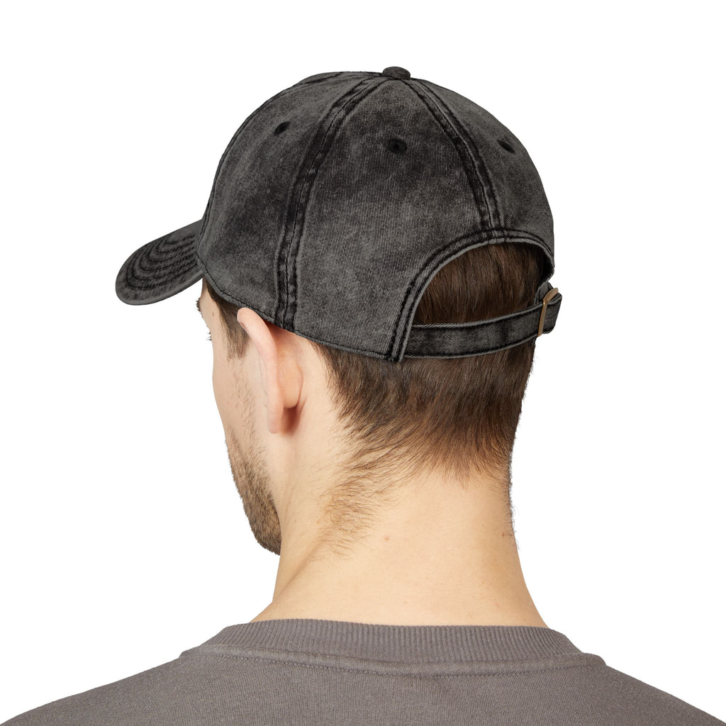 GG Script Embroidery Washed Hat, White on Black