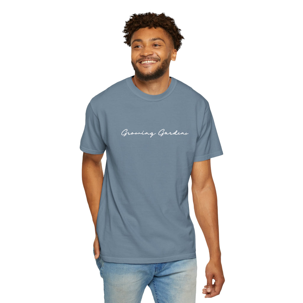 GG Script Tee with Cross - Ice Blue