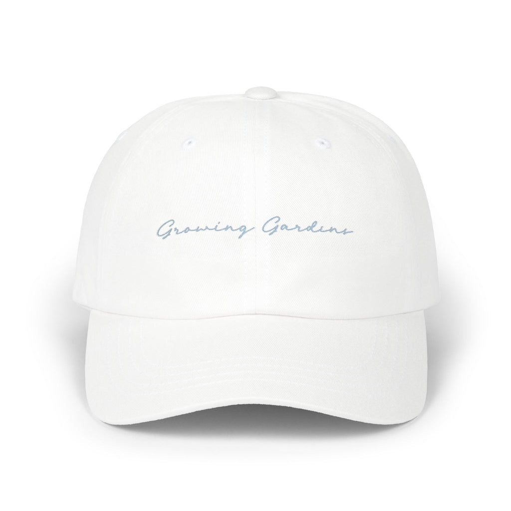 Classic White Dad Cap, Blue GG Script