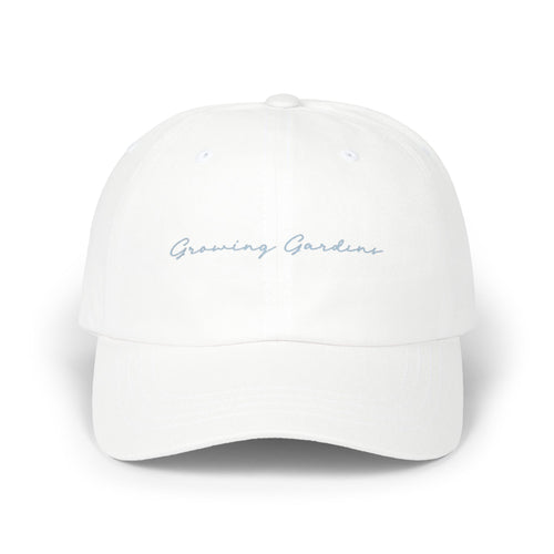Classic White Dad Cap, Blue GG Script