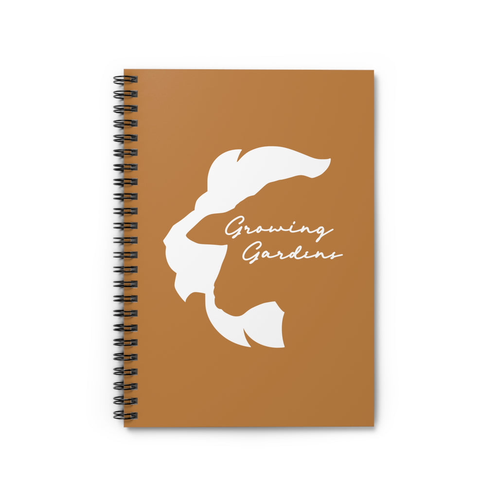 LL Design Spiral Notebook – White on Light Brown