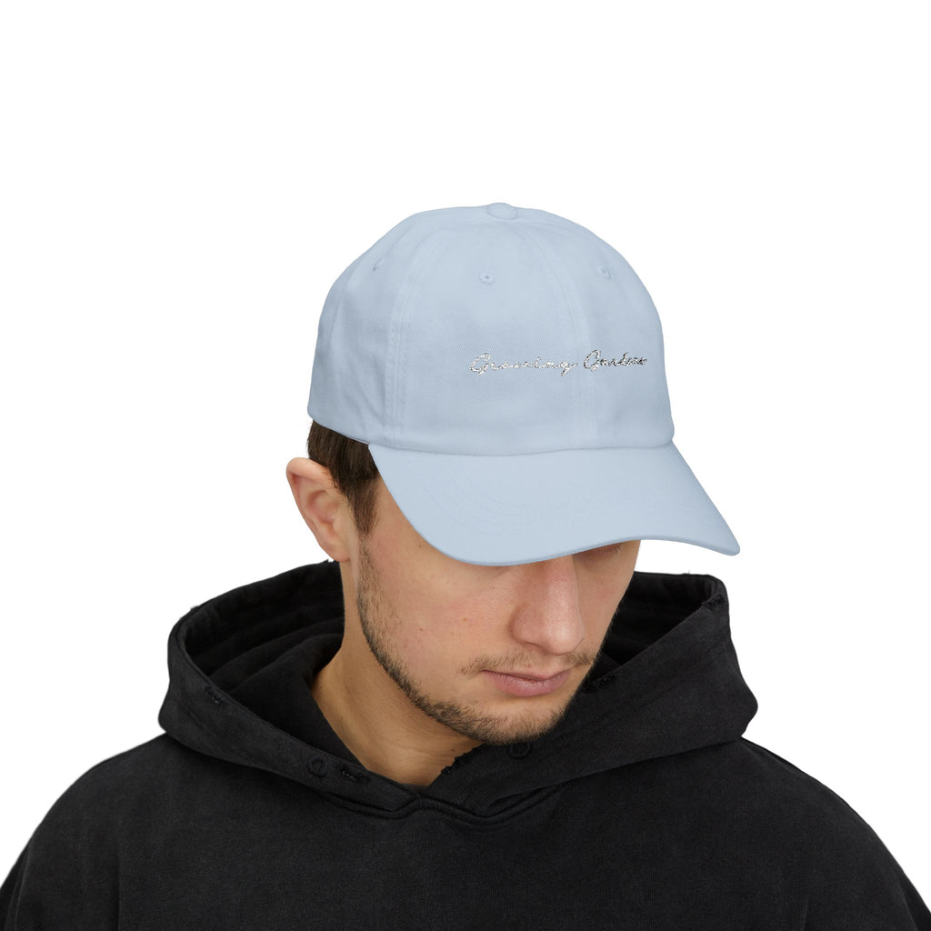GG Script Classic Dad Cap - White on Light Blue