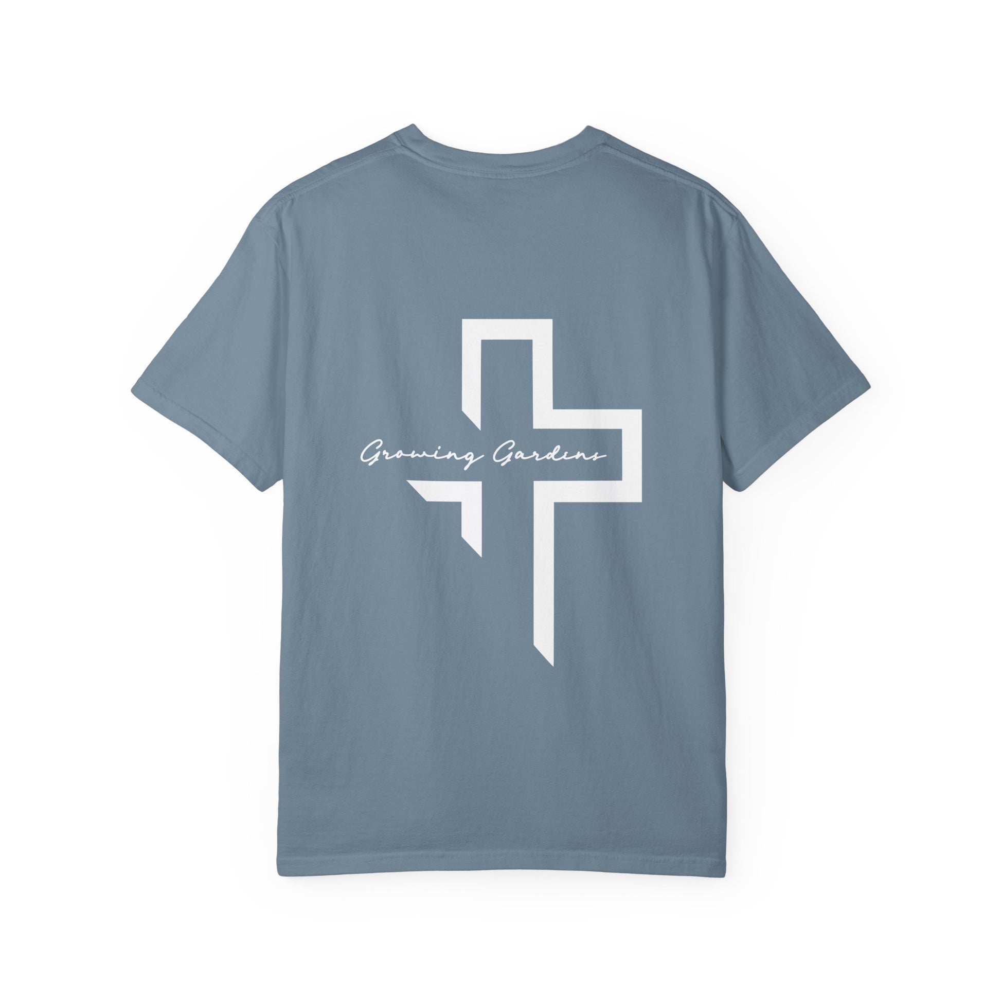 GG Script Tee with Cross - Ice Blue