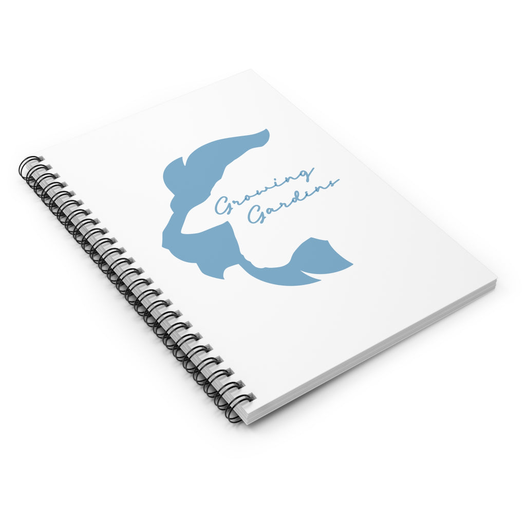 White Spiral Notebook with Light Blue LL Design
