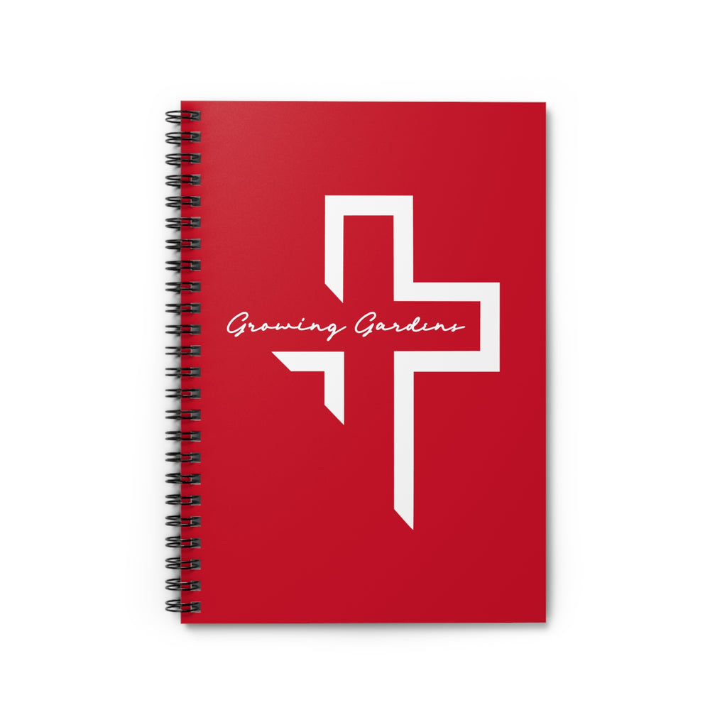 GG Cross Spiral Notebook – White on Red
