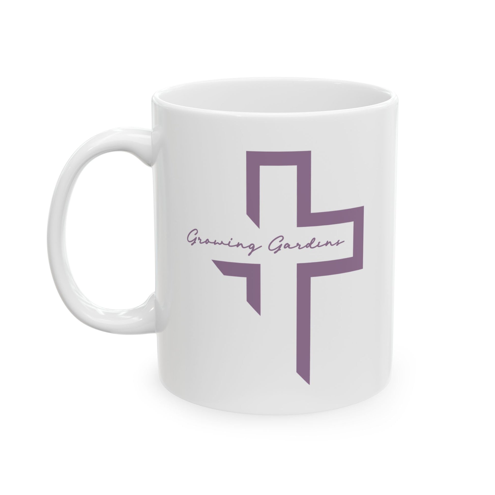 GG Cross Coffee Mug, Purple on White