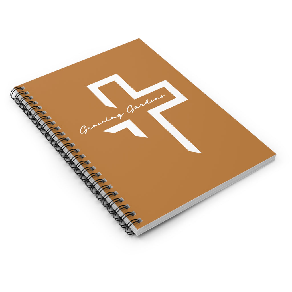 GG Cross Spiral Notebook – White on Light Brown