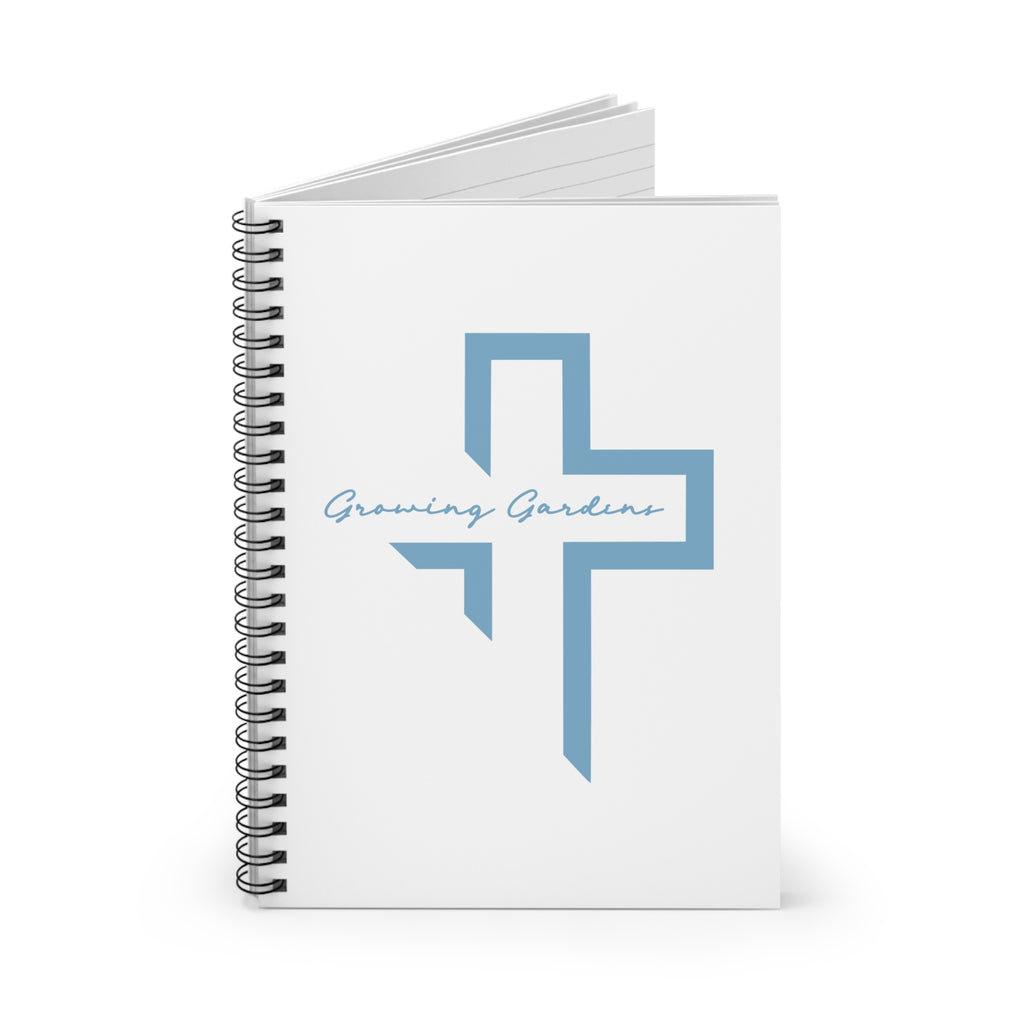 White Spiral Notebook with Light Blue Cross