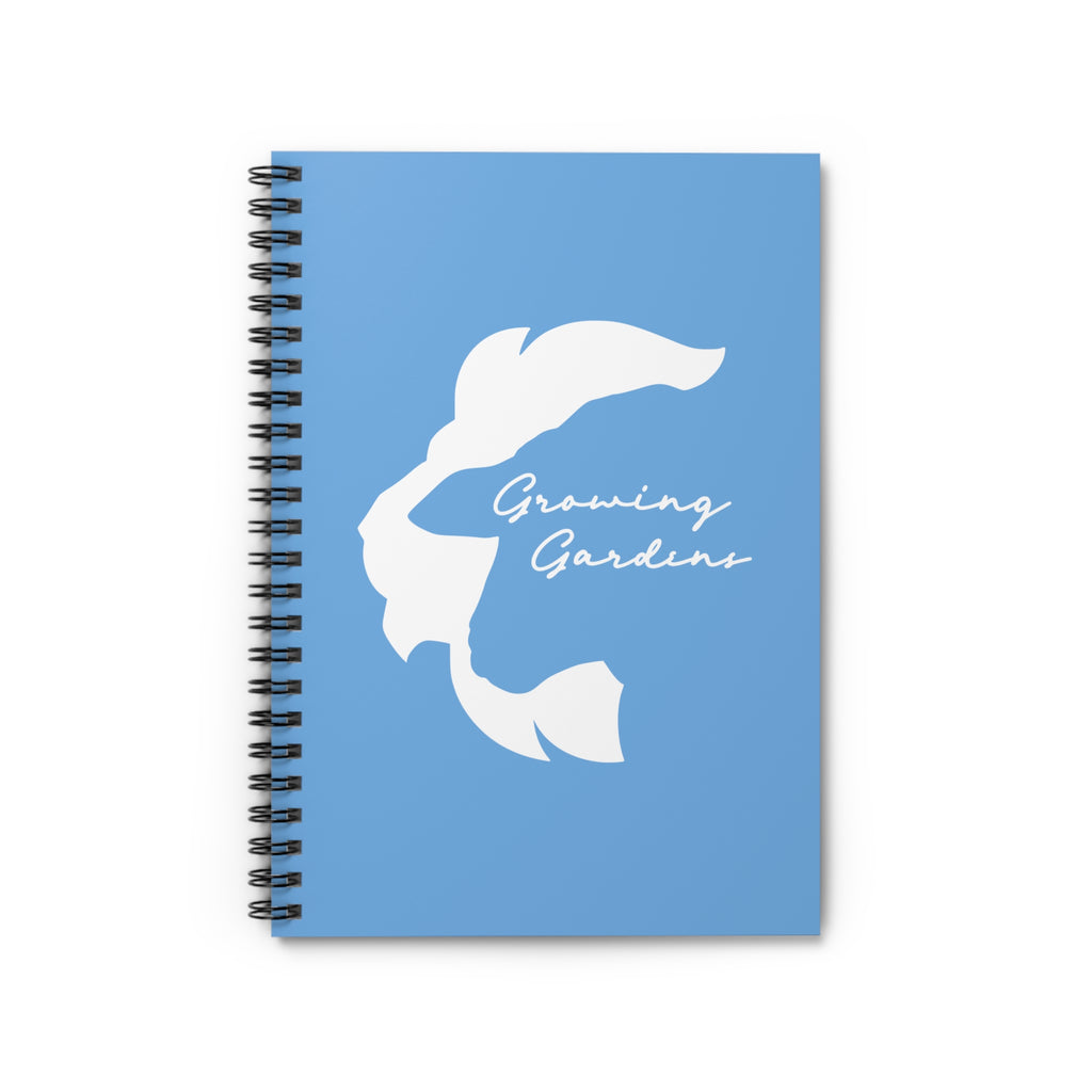 LL Design Spiral Notebook – White on Light Blue